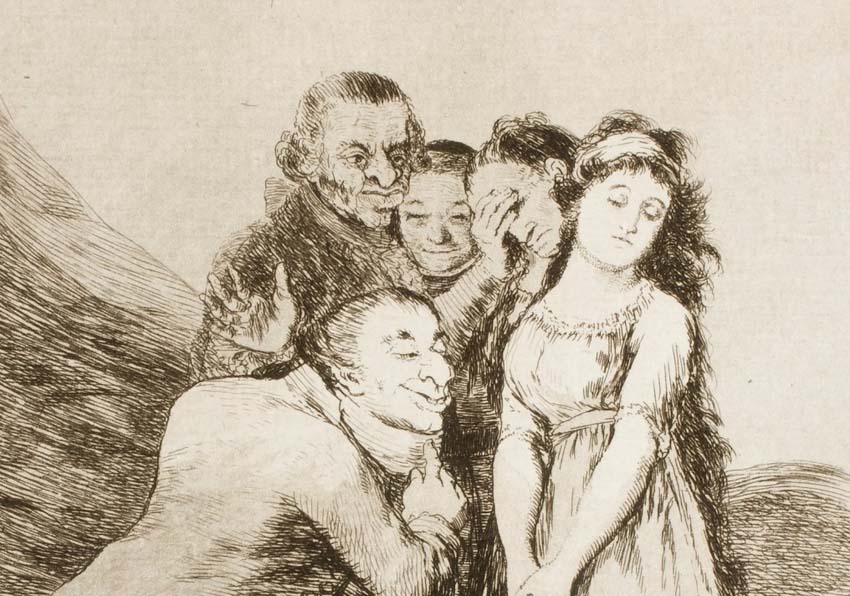 Detail of the engraving ¡Qué sacrificio! by Francisco Goya